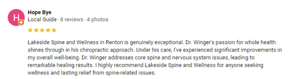 Chiropractic Renton WA Hope Bye Testimonial