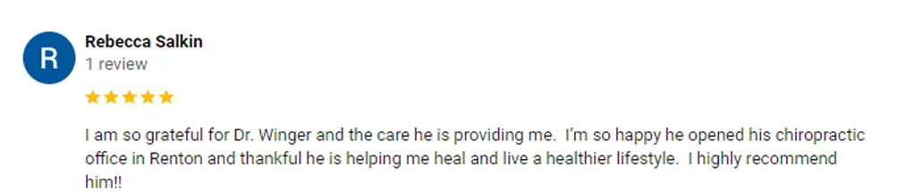 Chiropractic Renton WA Rebecca Salkin Testimonial